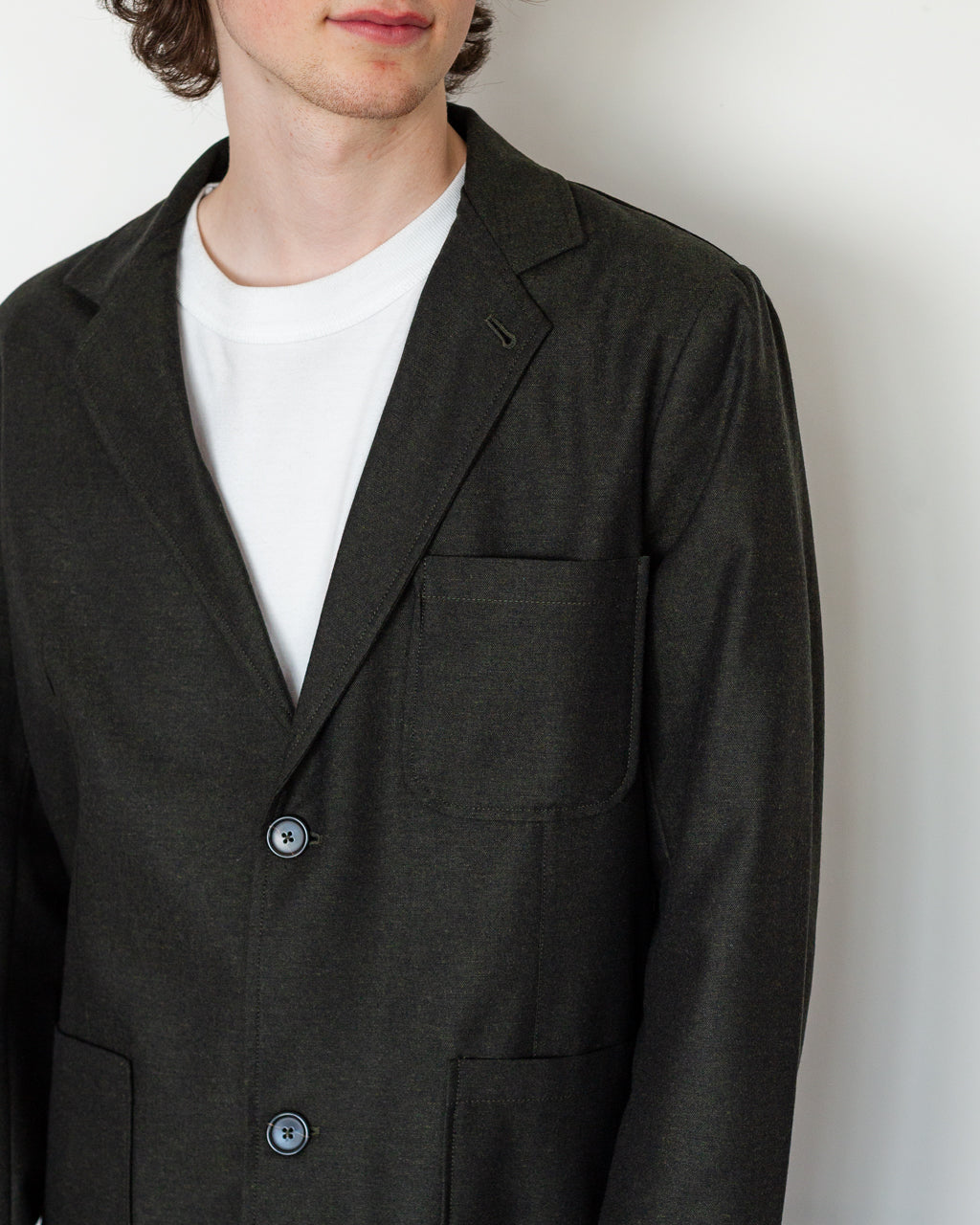 Two Button Jacket - Olive IT Tweed