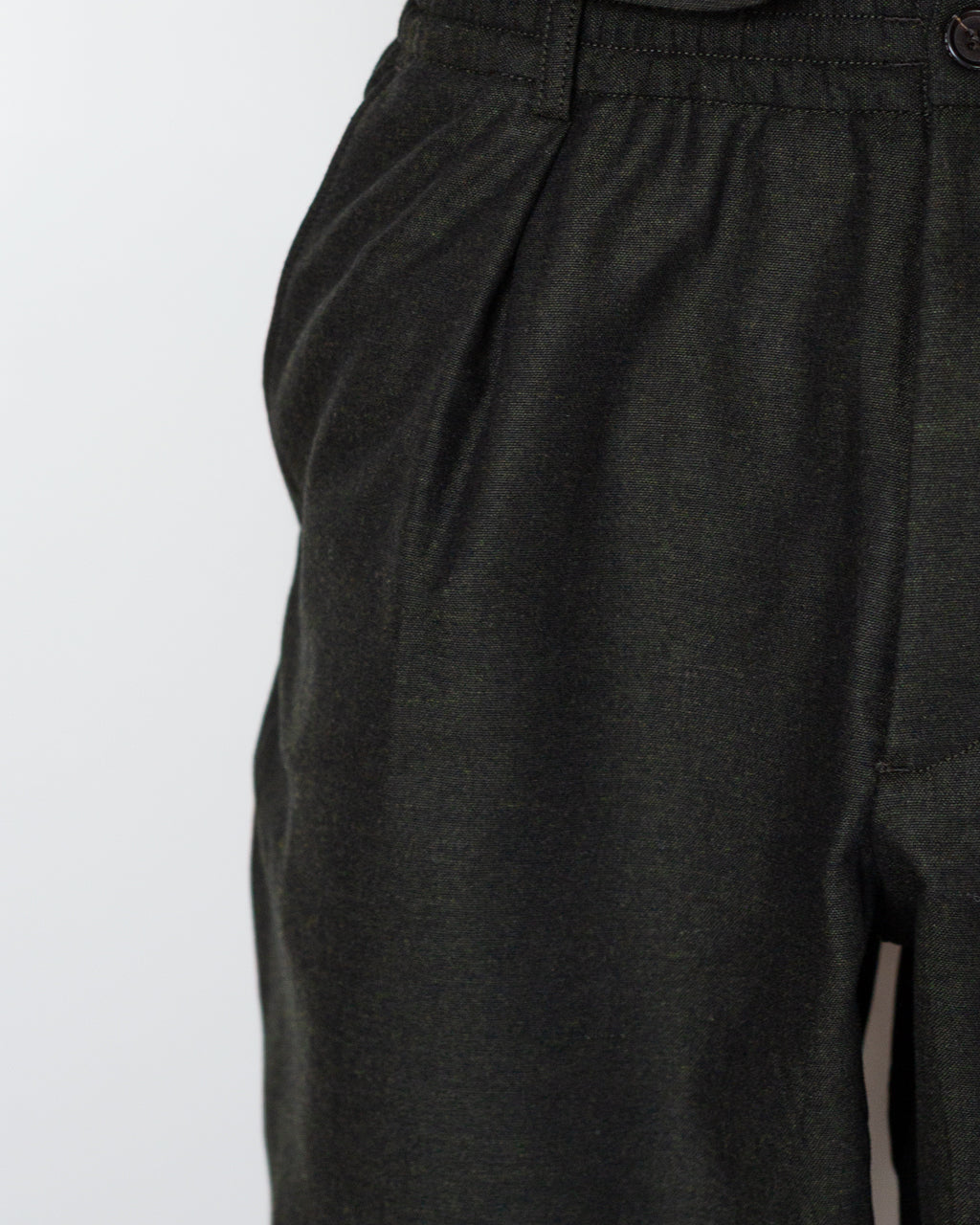 Pleated Track Pant - Olive IT Tweed