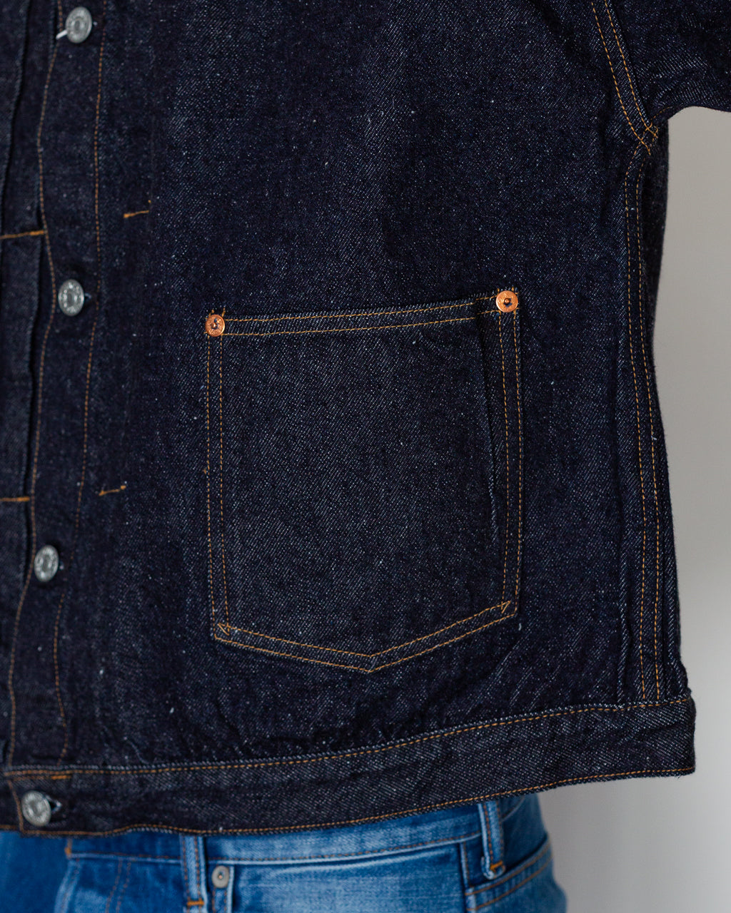 Denim Trucker 1 Pleat Jacket - Indigo One Wash