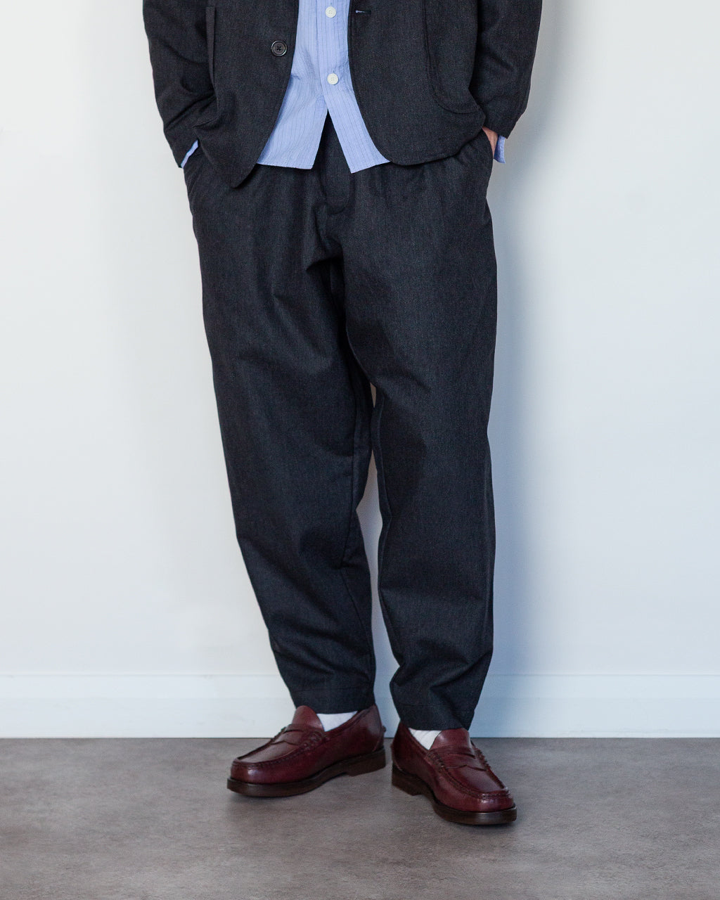 Pleated Track Pant - Charcoal IT Tweed