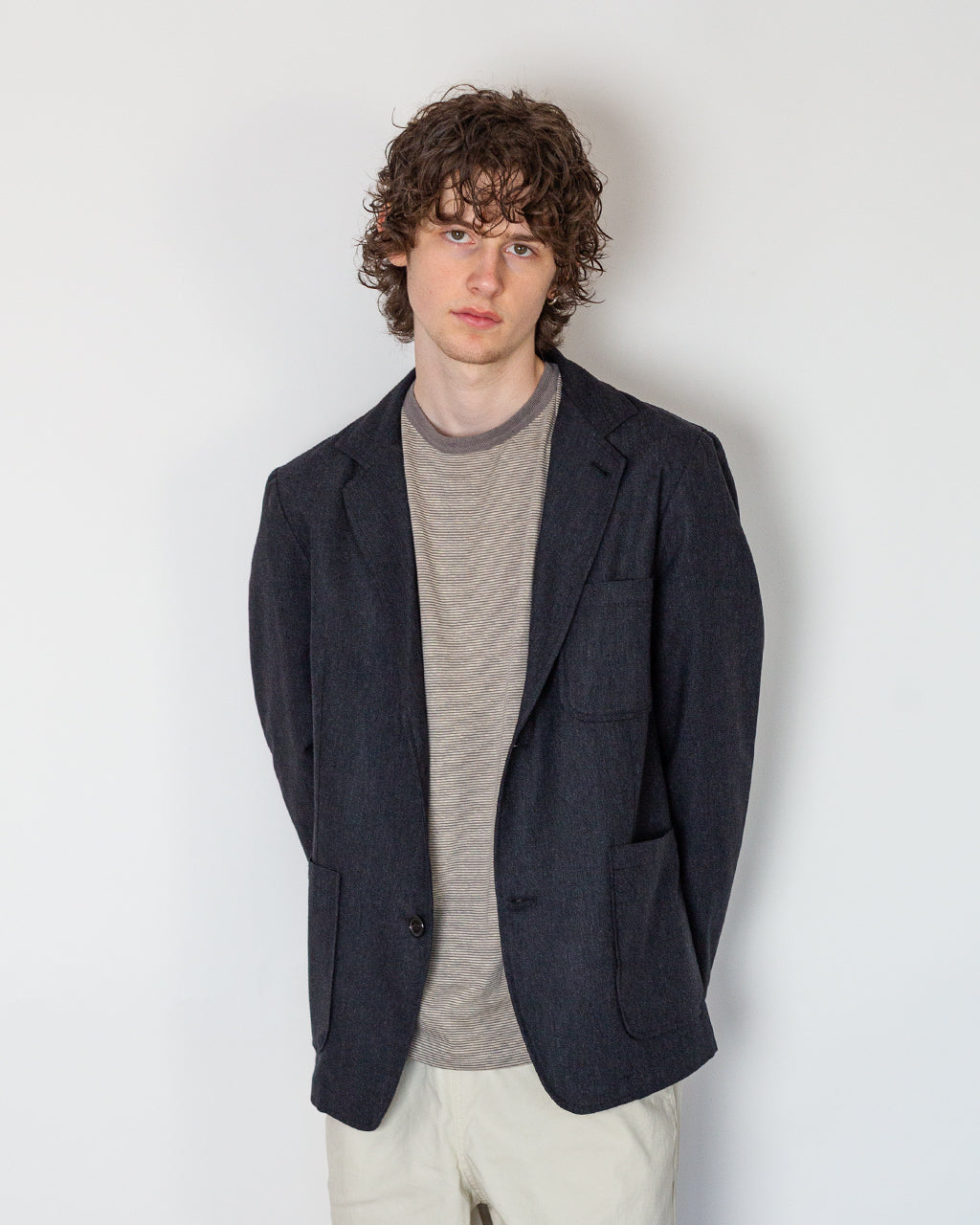 Two Button Jacket - Charcoal IT Tweed