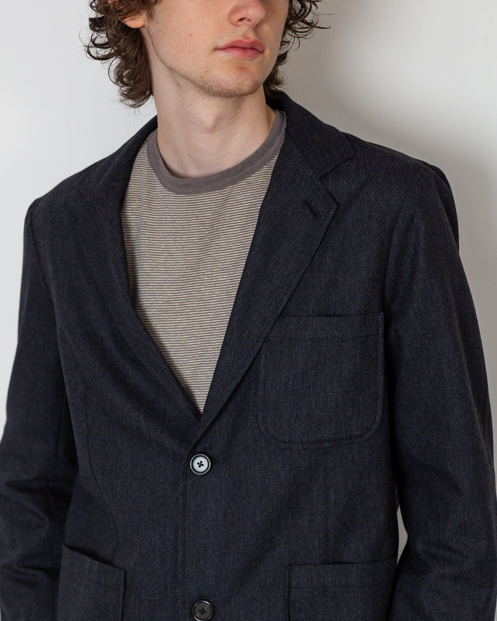 Two Button Jacket - Charcoal IT Tweed