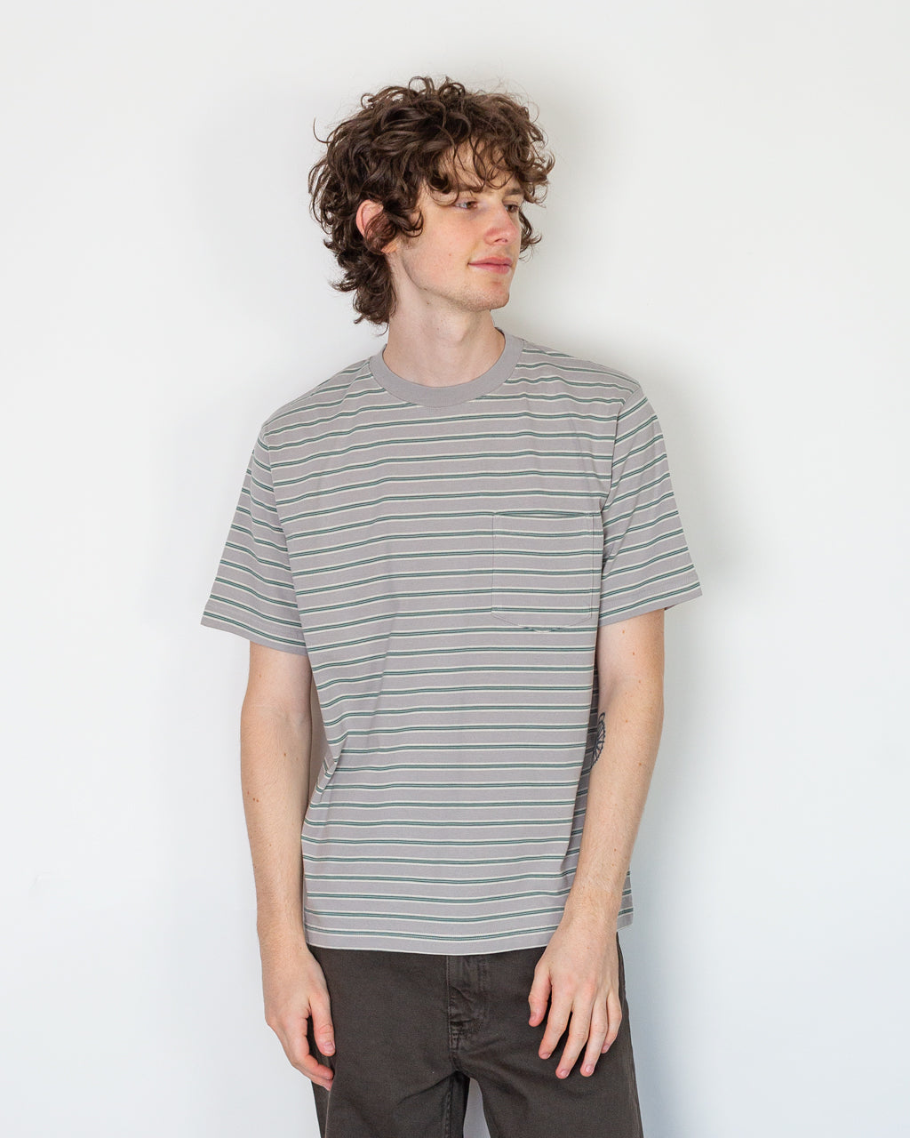 Pocket T-Shirt Multi Stripe - Grey