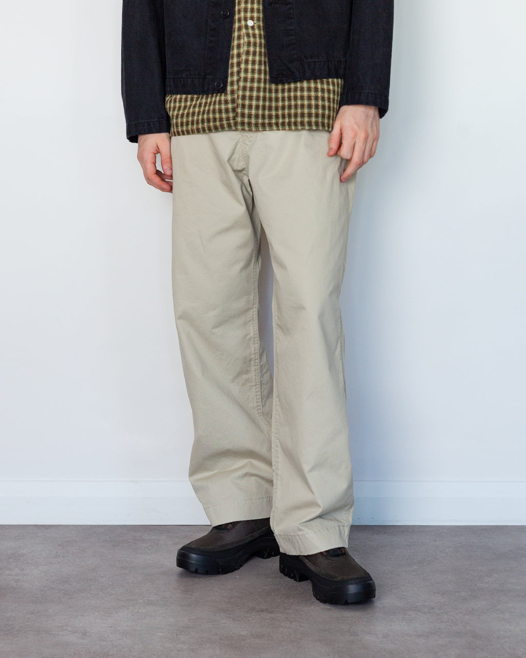 High Density Chino Cloth Wide Work Pants - Beige