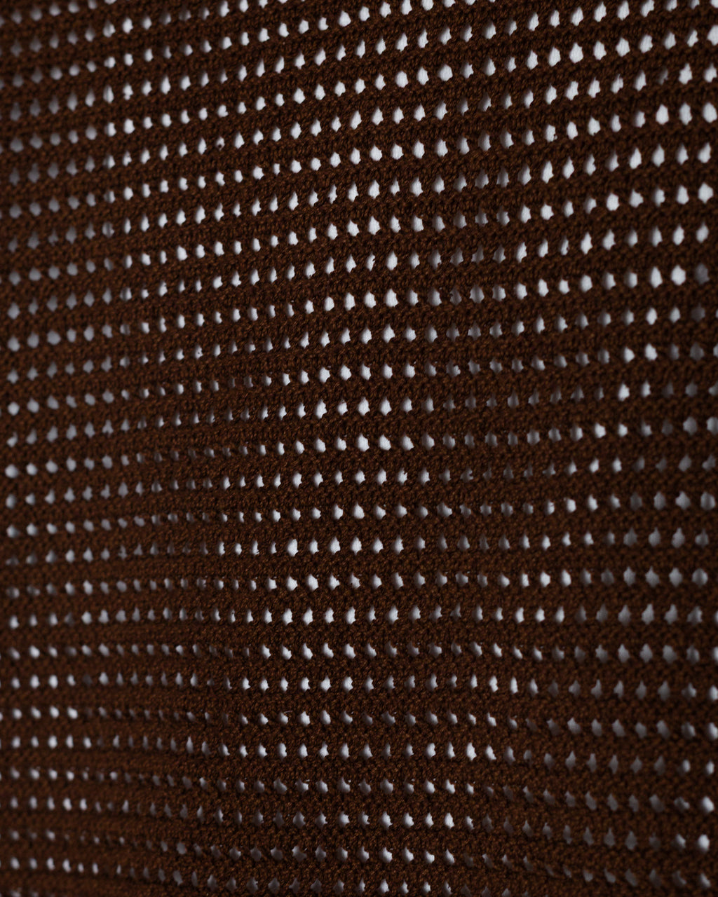 Tussah Silk Cotton Mesh Polo - Brown
