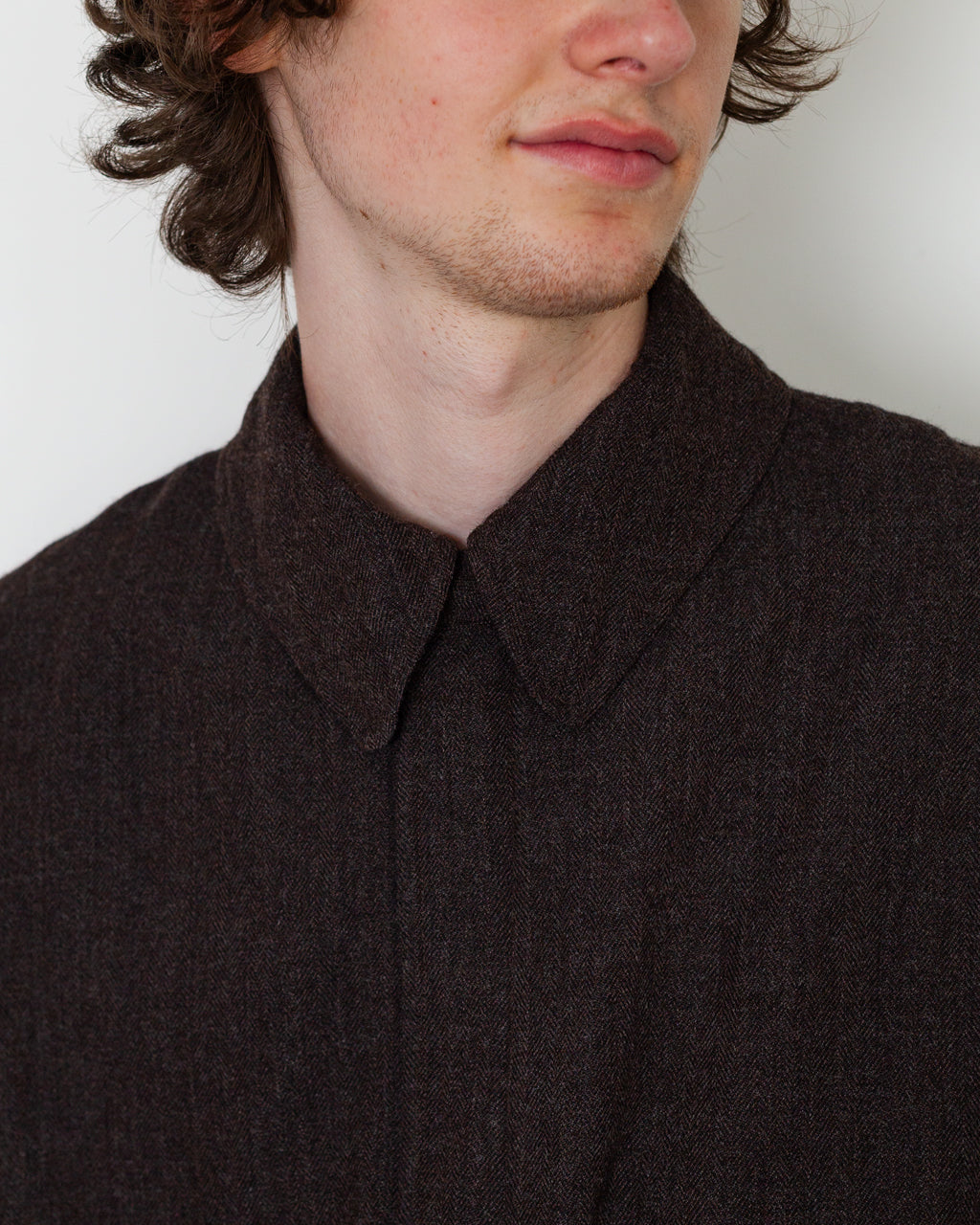 Wool Herringbone Flight Jacket - Top Brown