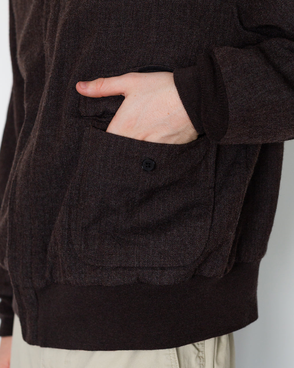 Wool Herringbone Flight Jacket - Top Brown