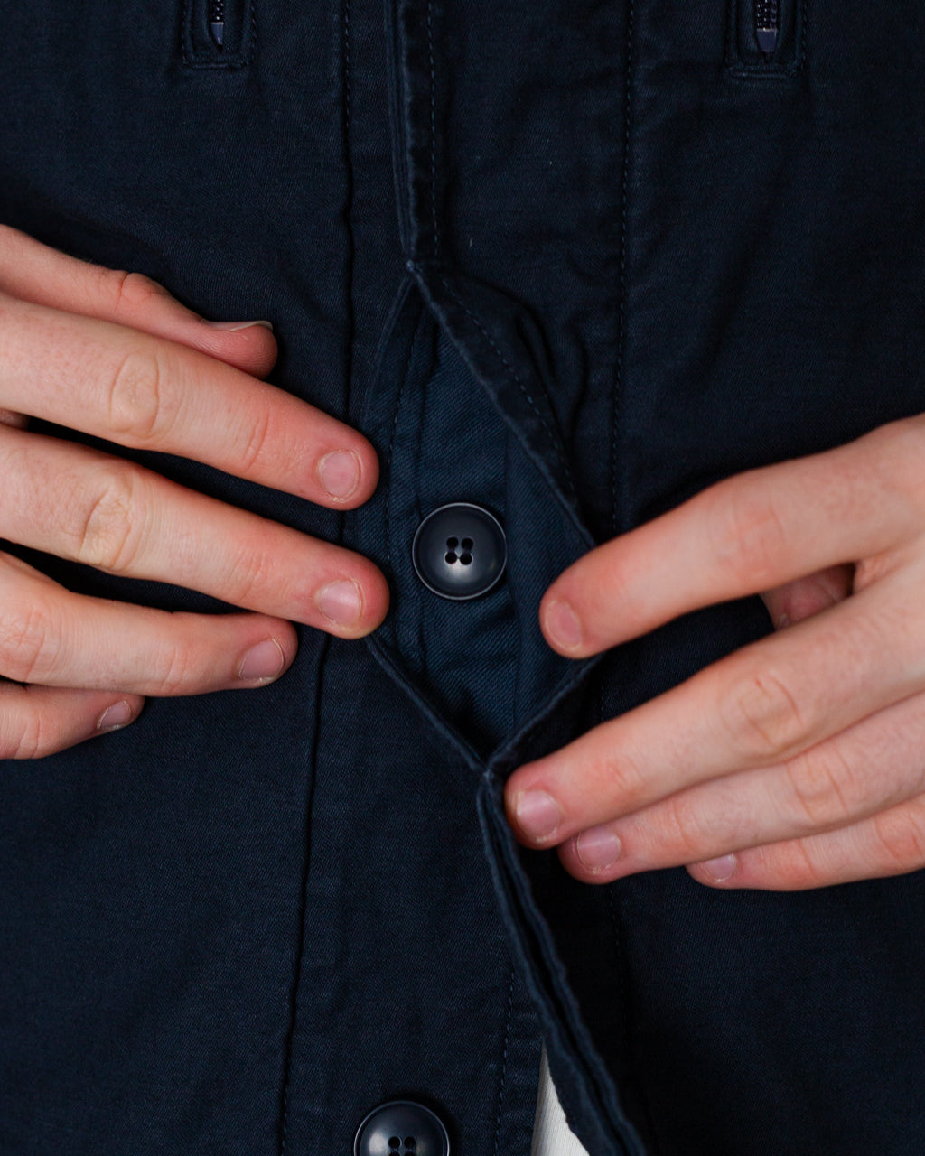 Back Satin F-1 Style Shirt Jacket - Navy
