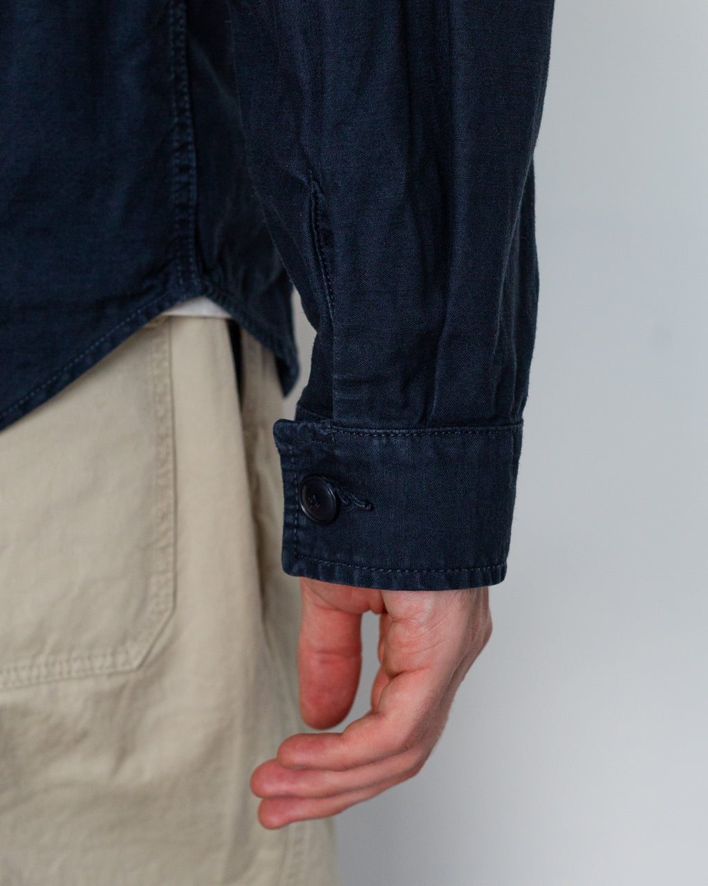 Back Satin F-1 Style Shirt Jacket - Navy