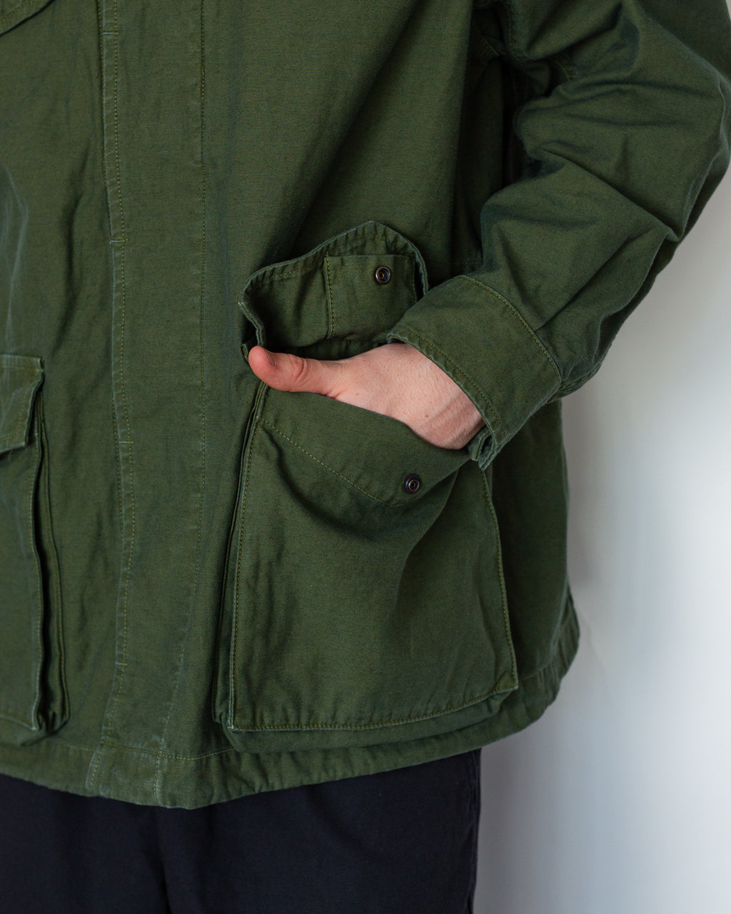 Back Satin M-47 Style Jacket - Olive