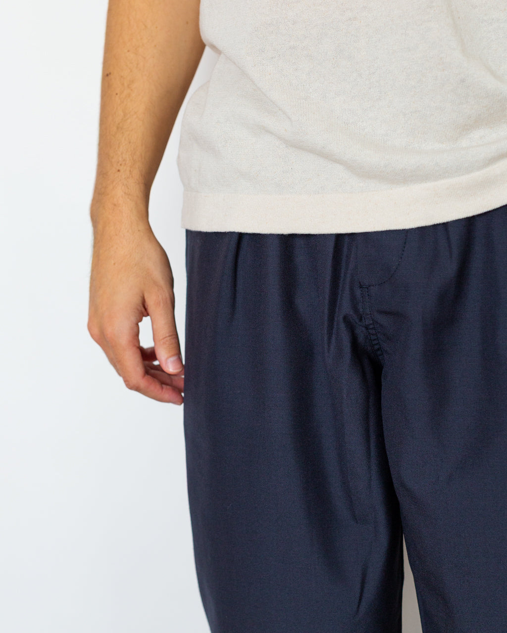 Pleated Track Pant - Tropical Suiting Navy