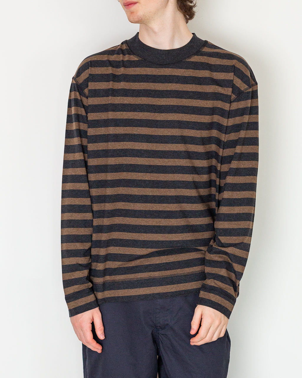 CREW NECK MATELOT - Off Bark/Black