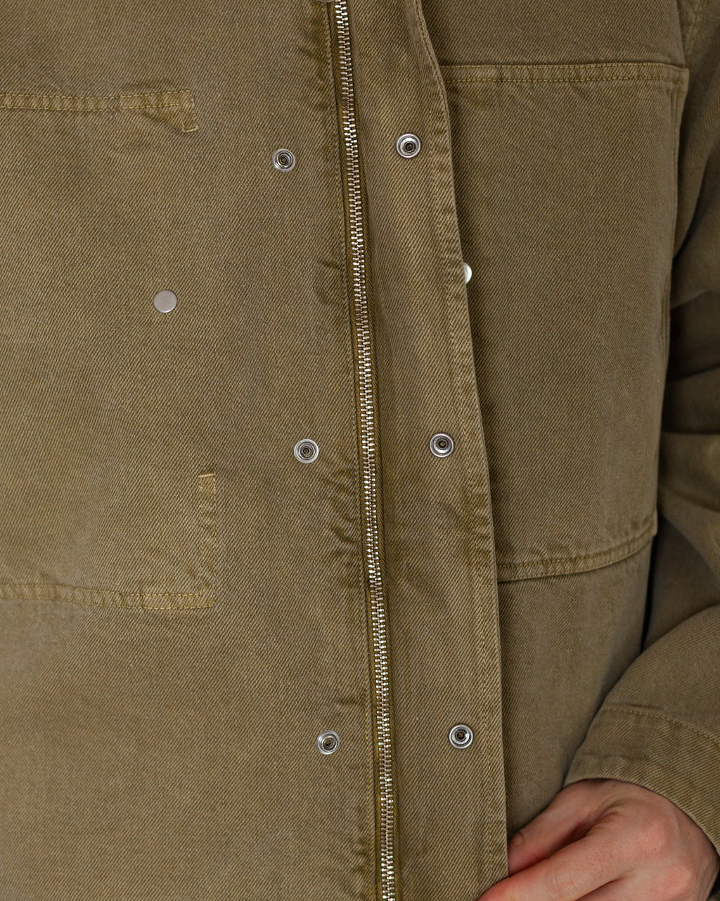 Mineral Dyed Cotton Gabardine Jacket  - Military Green V005G
