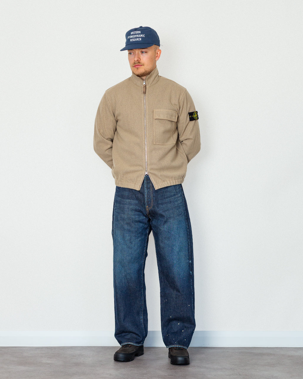 Wool Nylon Flannel-TC Funnel Neck - Biscuit V0094