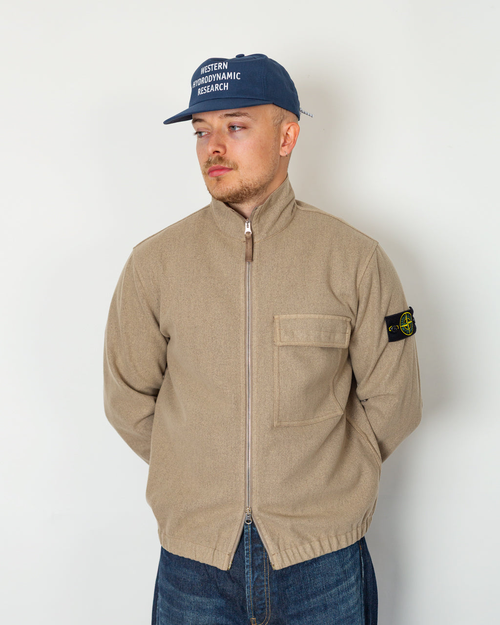 Wool Nylon Flannel-TC Funnel Neck - Biscuit V0094