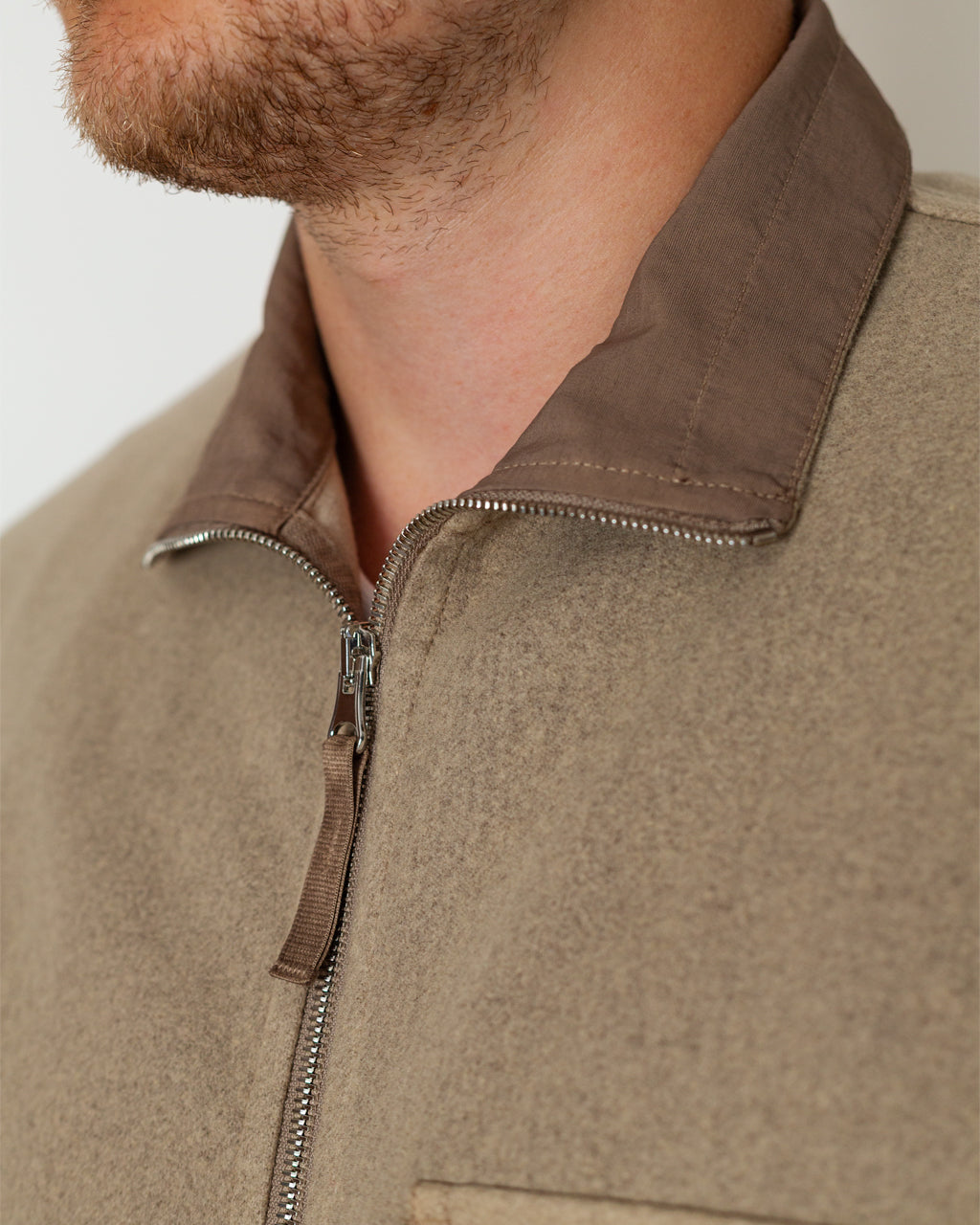 Wool Nylon Flannel-TC Funnel Neck - Biscuit V0094