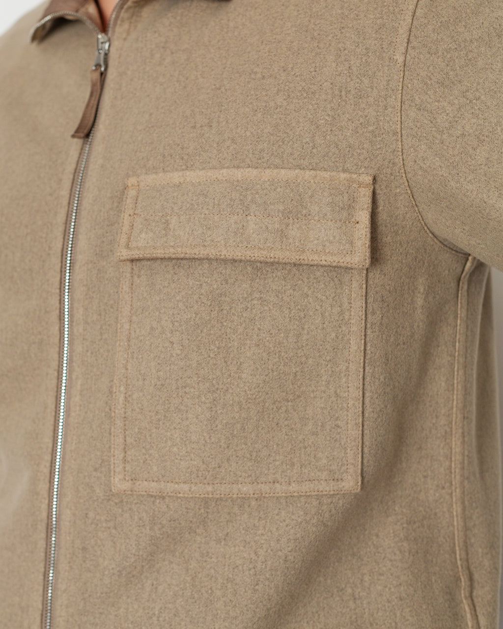 Wool Nylon Flannel-TC Funnel Neck - Biscuit V0094