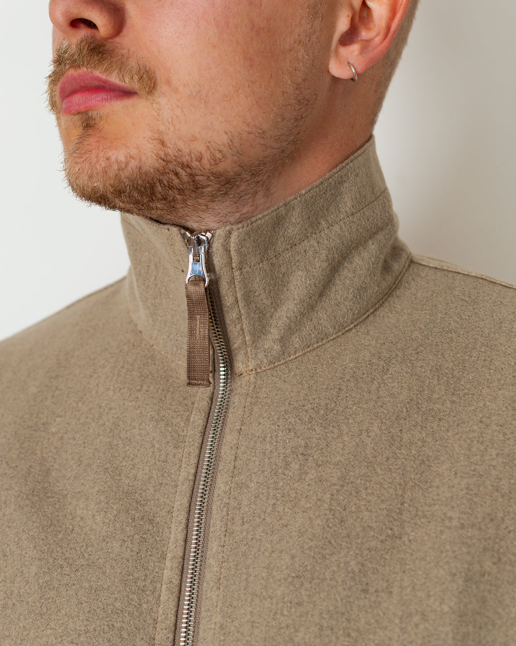 Wool Nylon Flannel-TC Funnel Neck - Biscuit V0094