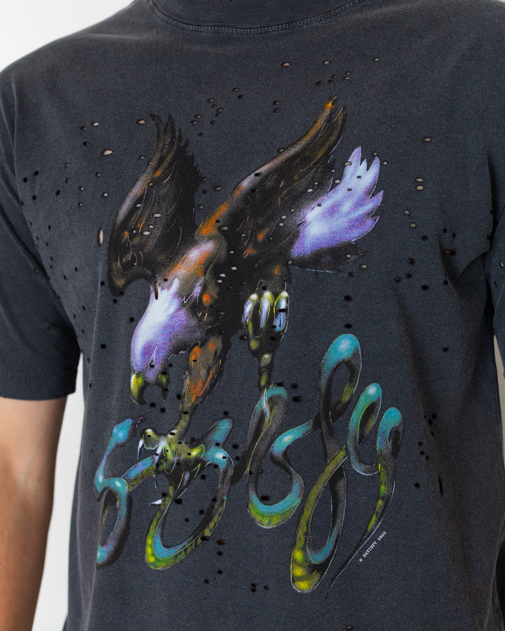 MothTech T-Shirt - Aged Black AirBrush Eagle