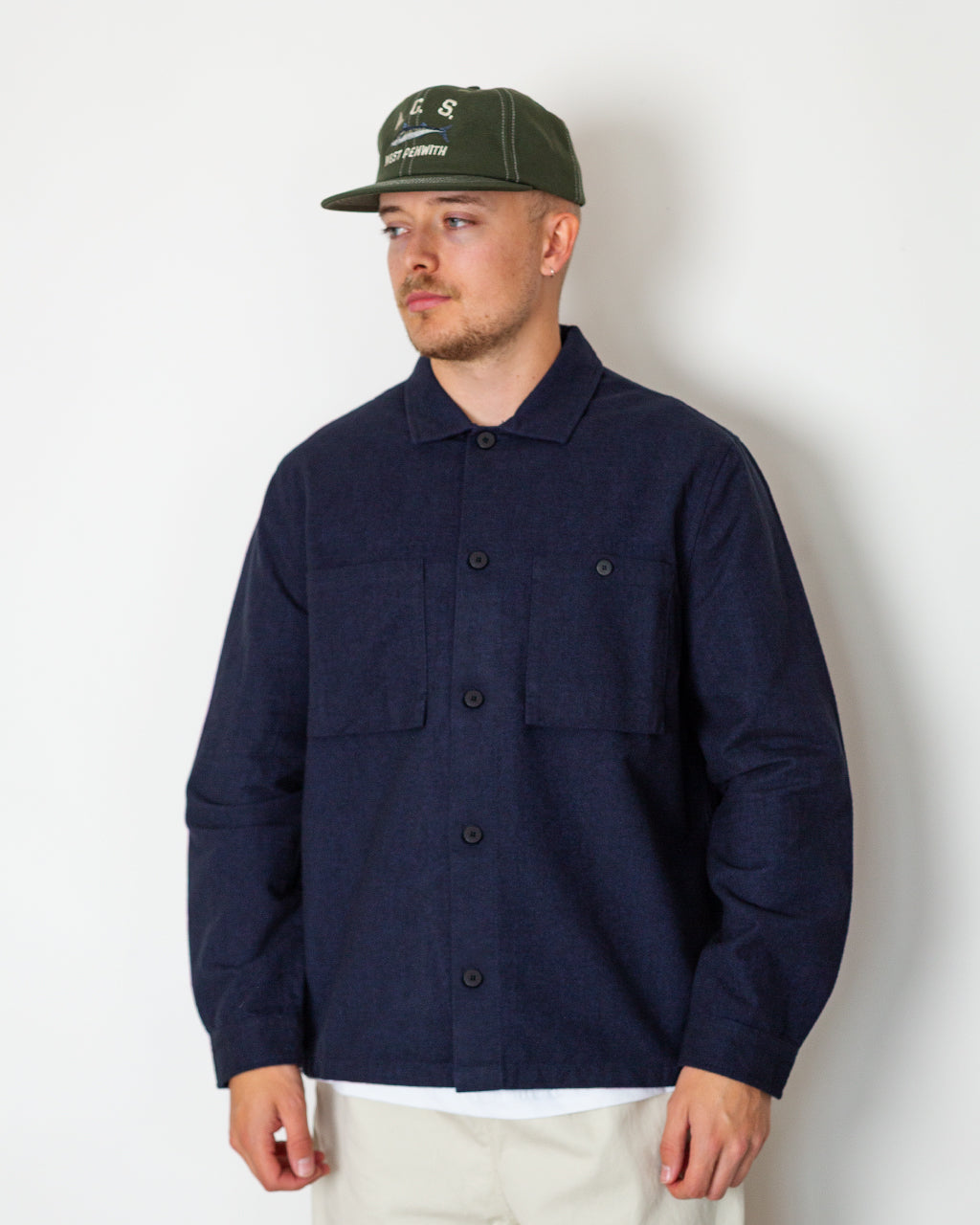 Patch Overshirt - Navy Lightweight Moleskin