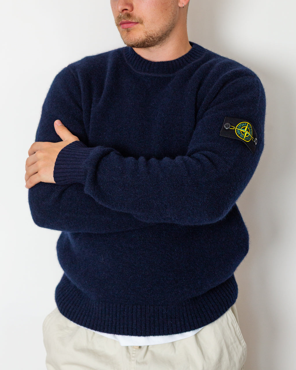 Baby Alpaca Crewneck - Melange Blue V0M20