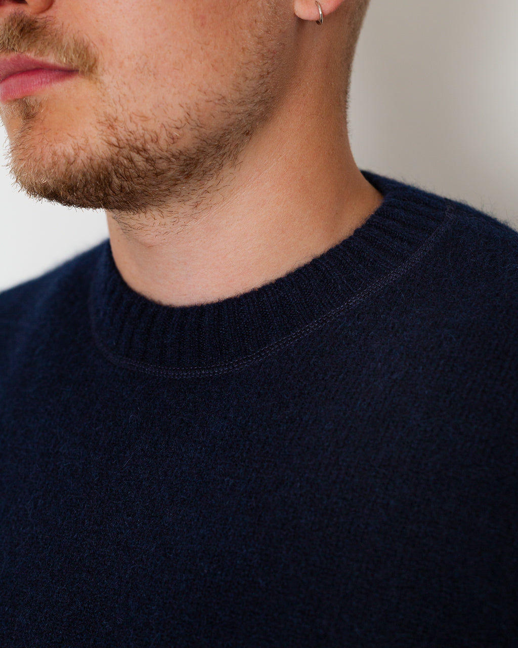 Baby Alpaca Crewneck - Melange Blue V0M20