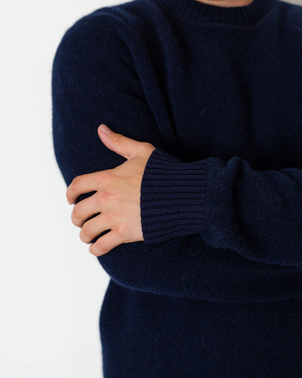Baby Alpaca Crewneck - Melange Blue V0M20