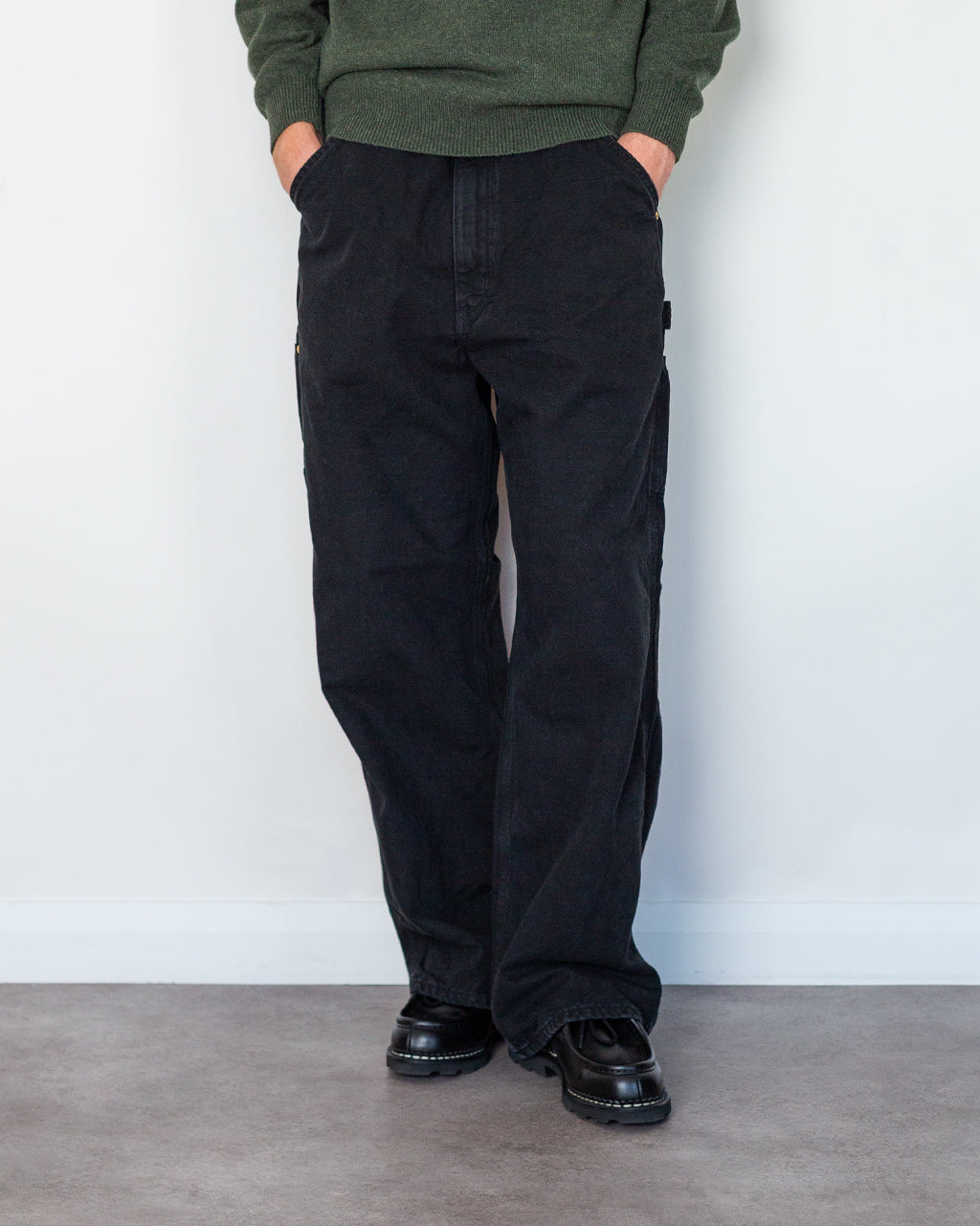 Dad Fit Oxford Painter Pants - Black