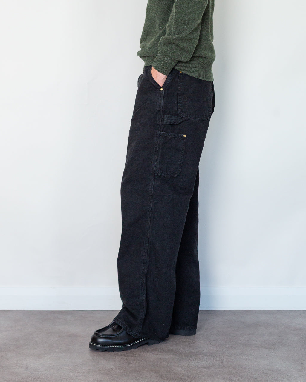Dad Fit Oxford Painter Pants - Black