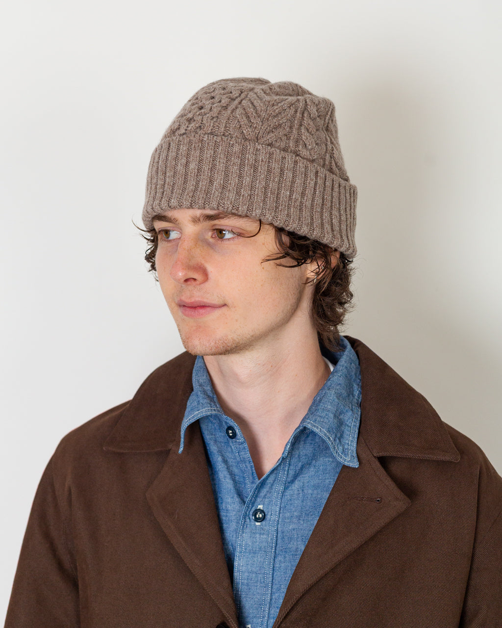 Classic Aran Beanie - Beige