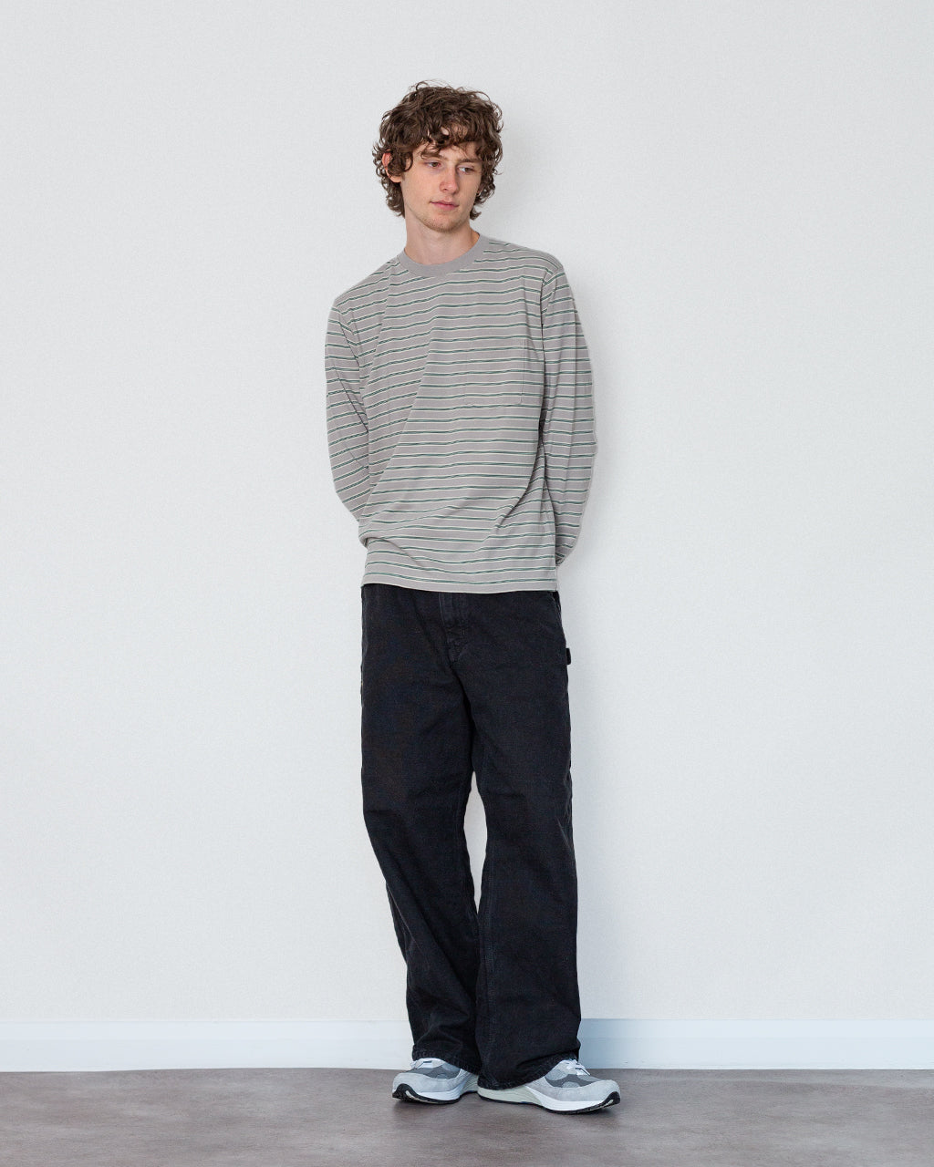 Pocket T-Shirt Interlock Stripe - Grey