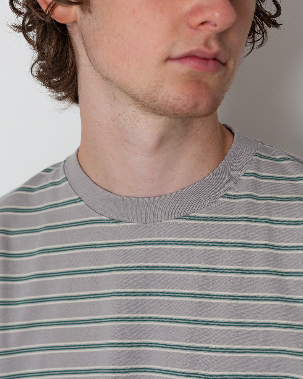 Pocket T-Shirt Interlock Stripe - Grey