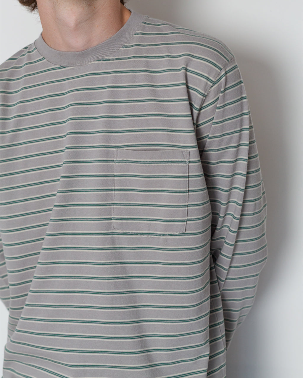Pocket T-Shirt Interlock Stripe - Grey