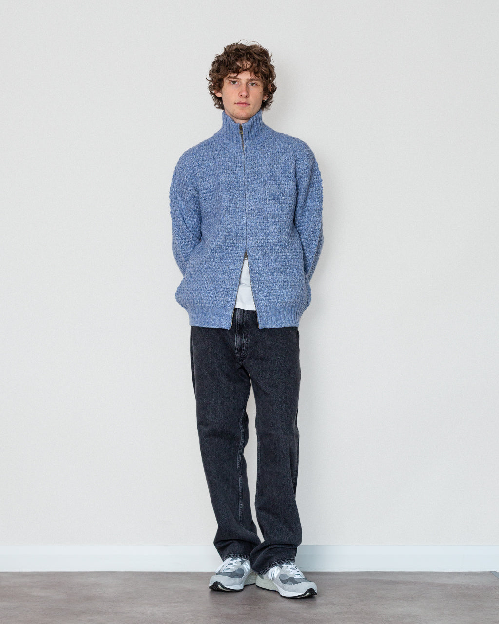 Full Zip Style Popcorn Pattern - Blue