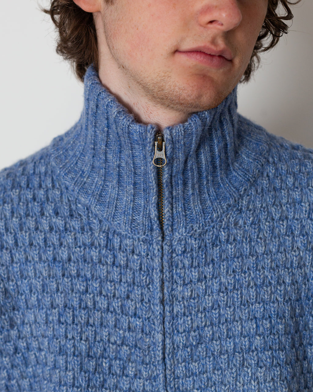 Full Zip Style Popcorn Pattern - Blue