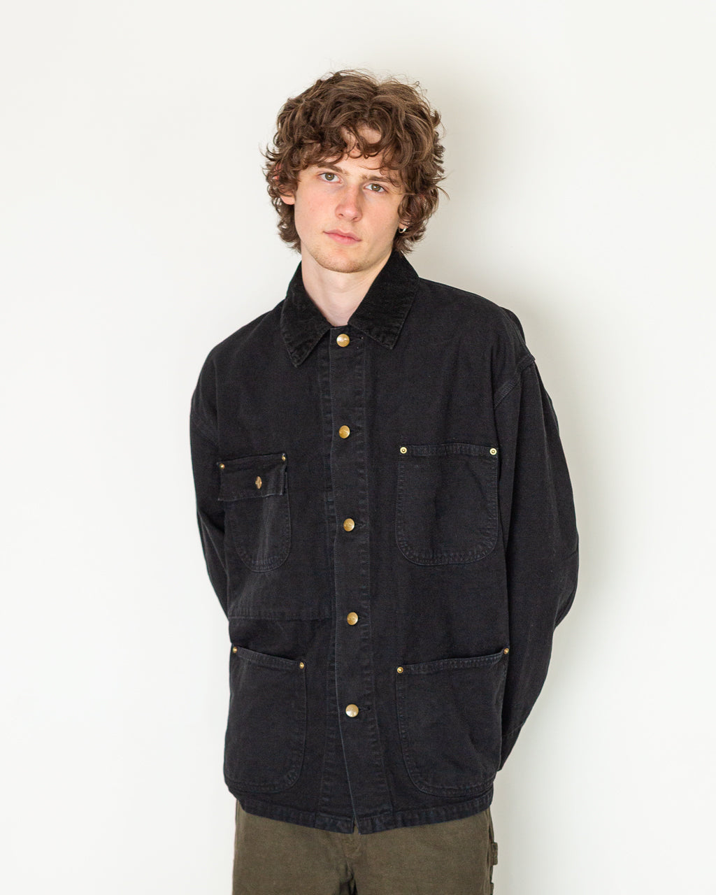 Relaxed Fit Oxford Coverall - Black