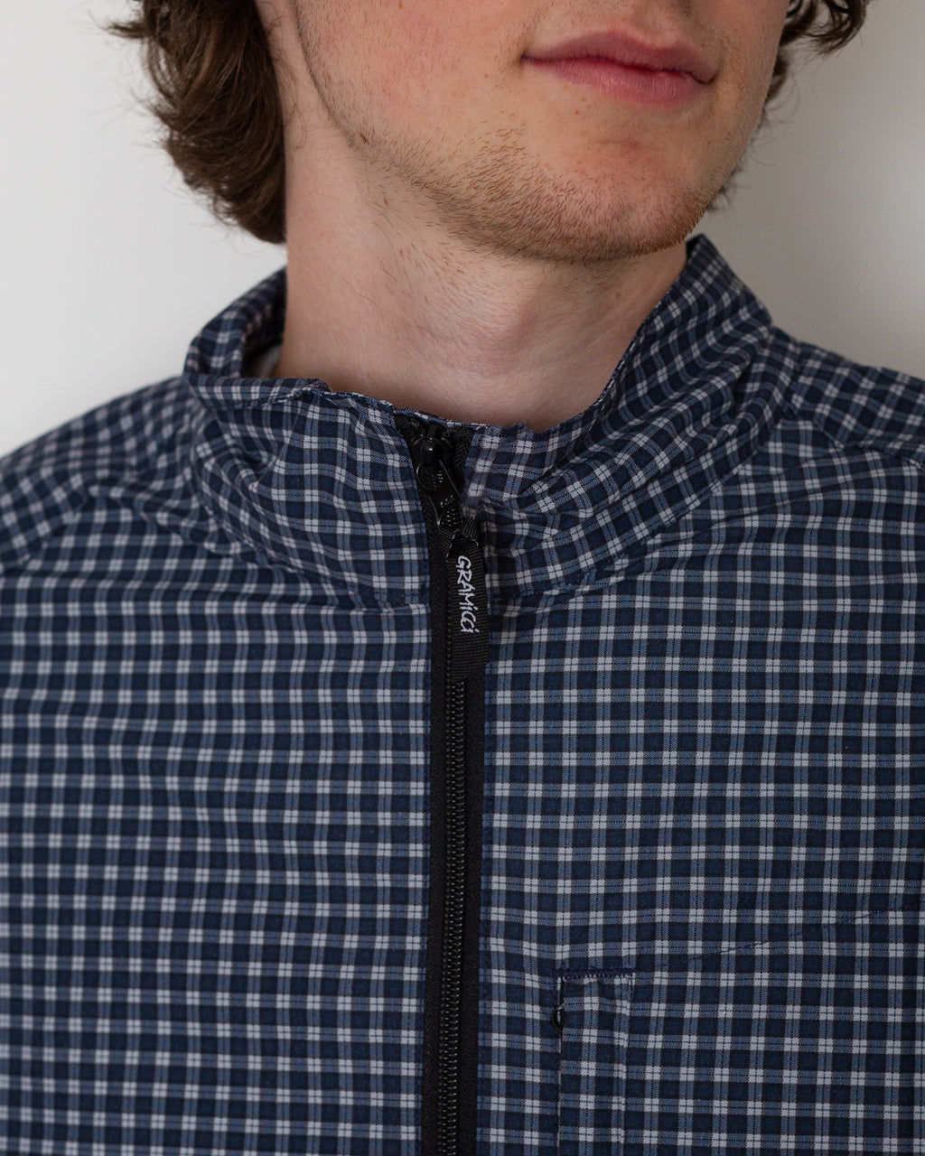 Mini Check Nylon Jacket - Navy Check