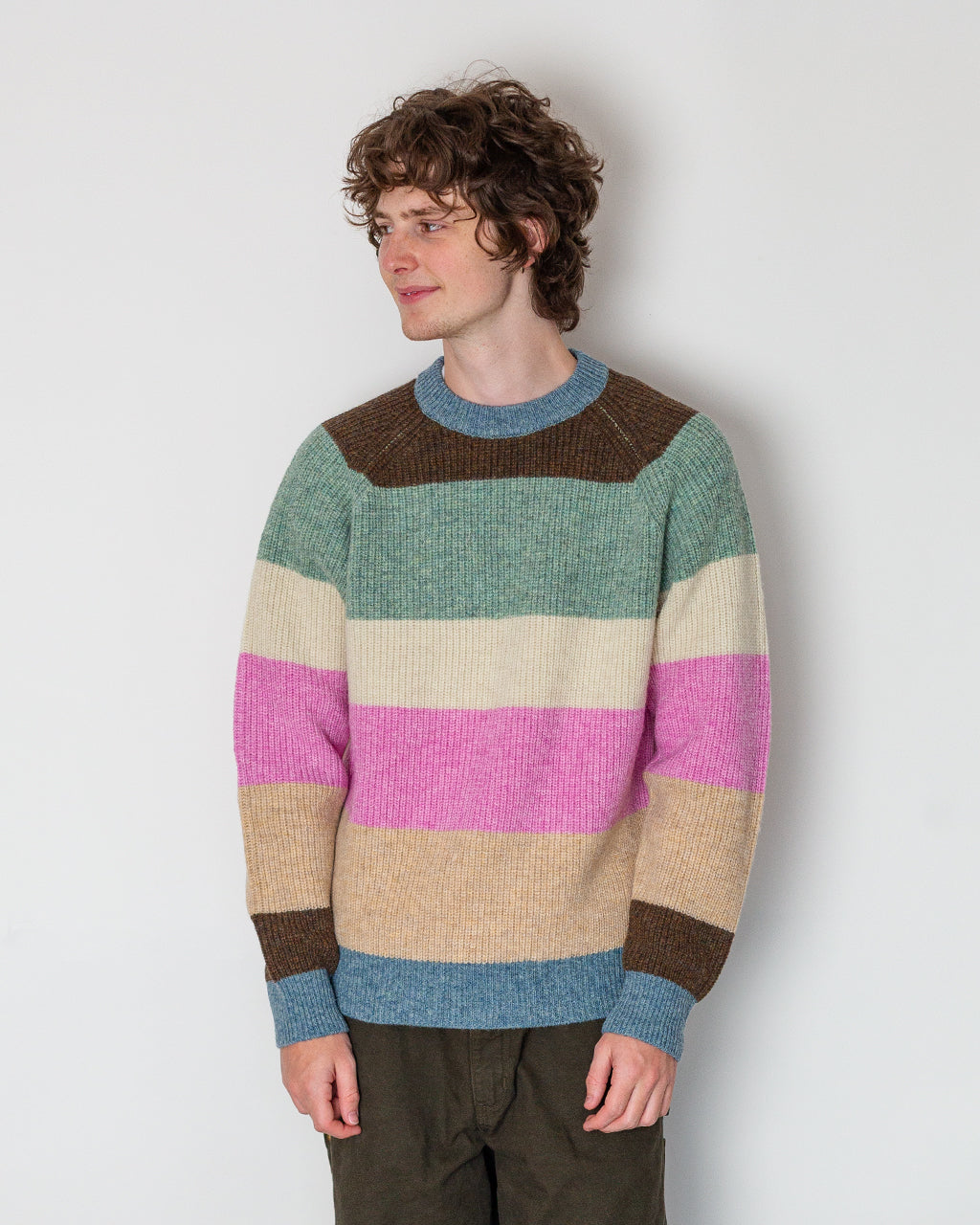 Crew Multi Stripe 5G - Sax
