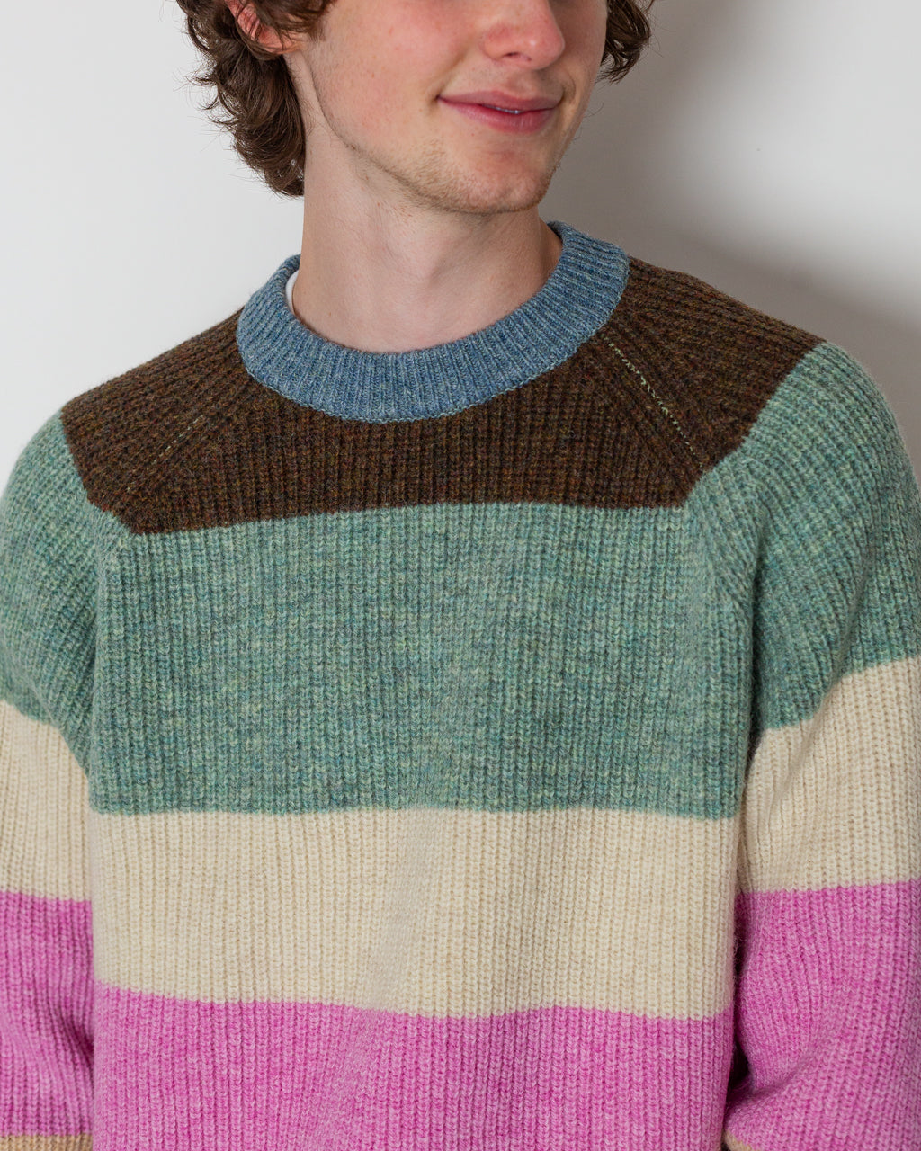 Crew Multi Stripe 5G - Sax