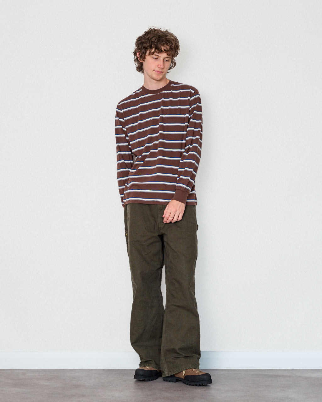 Pocket T-Shirt Interlock Stripe - Brown