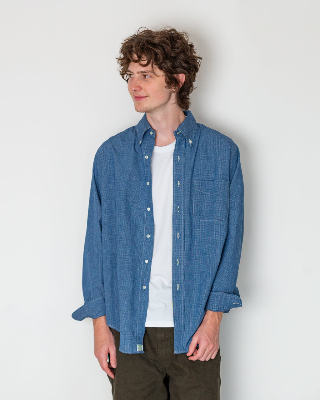Small Check Standard B.D. Shirt - Indigo Chambray