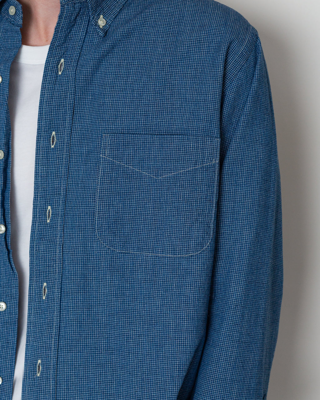 Small Check Standard B.D. Shirt - Indigo Chambray