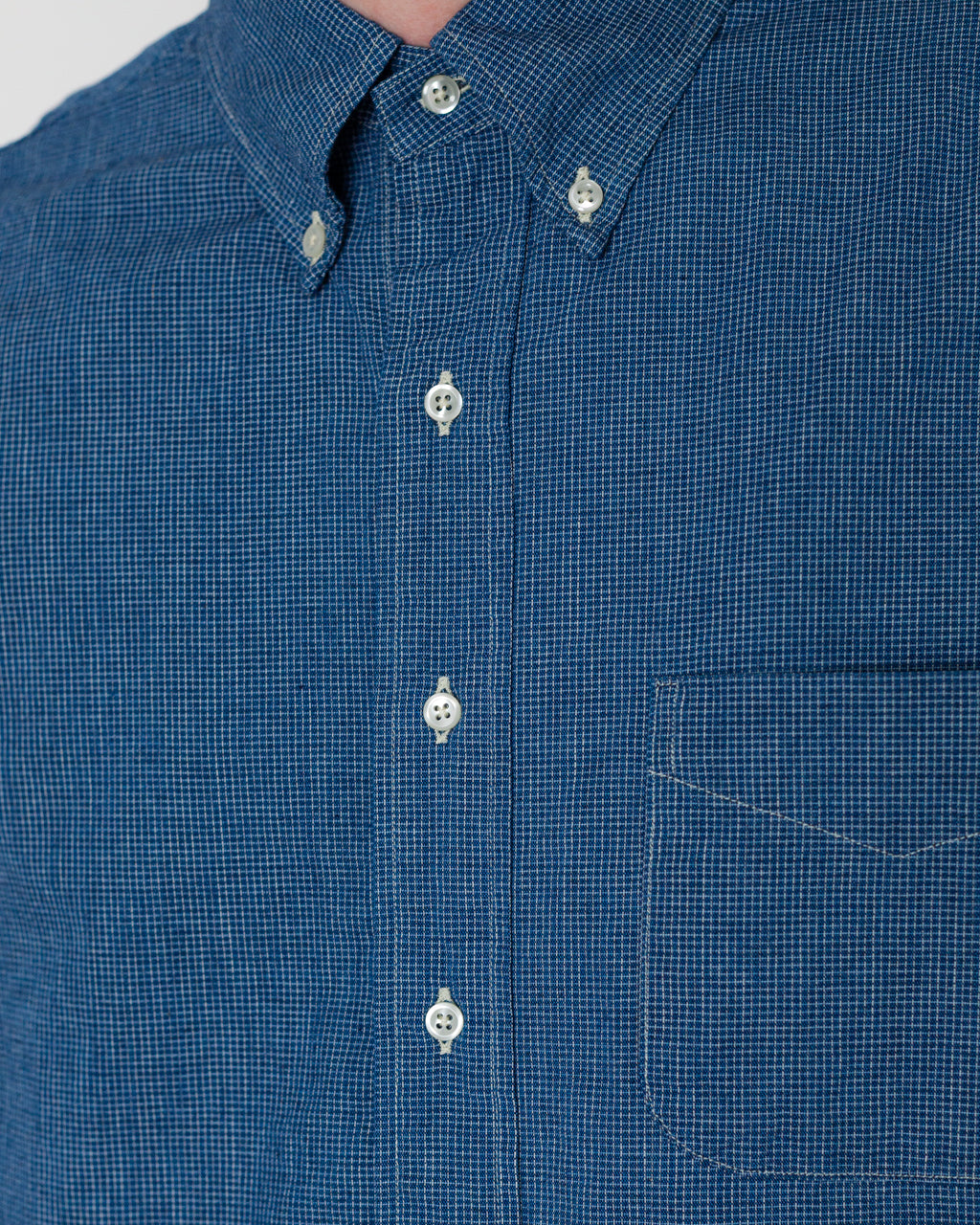 Small Check Standard B.D. Shirt - Indigo Chambray