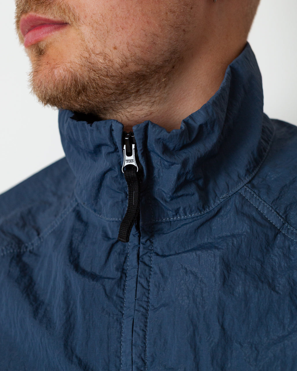 Warp Rib Nylon-TC Hi Collar Jacket - Slate Blue V002E