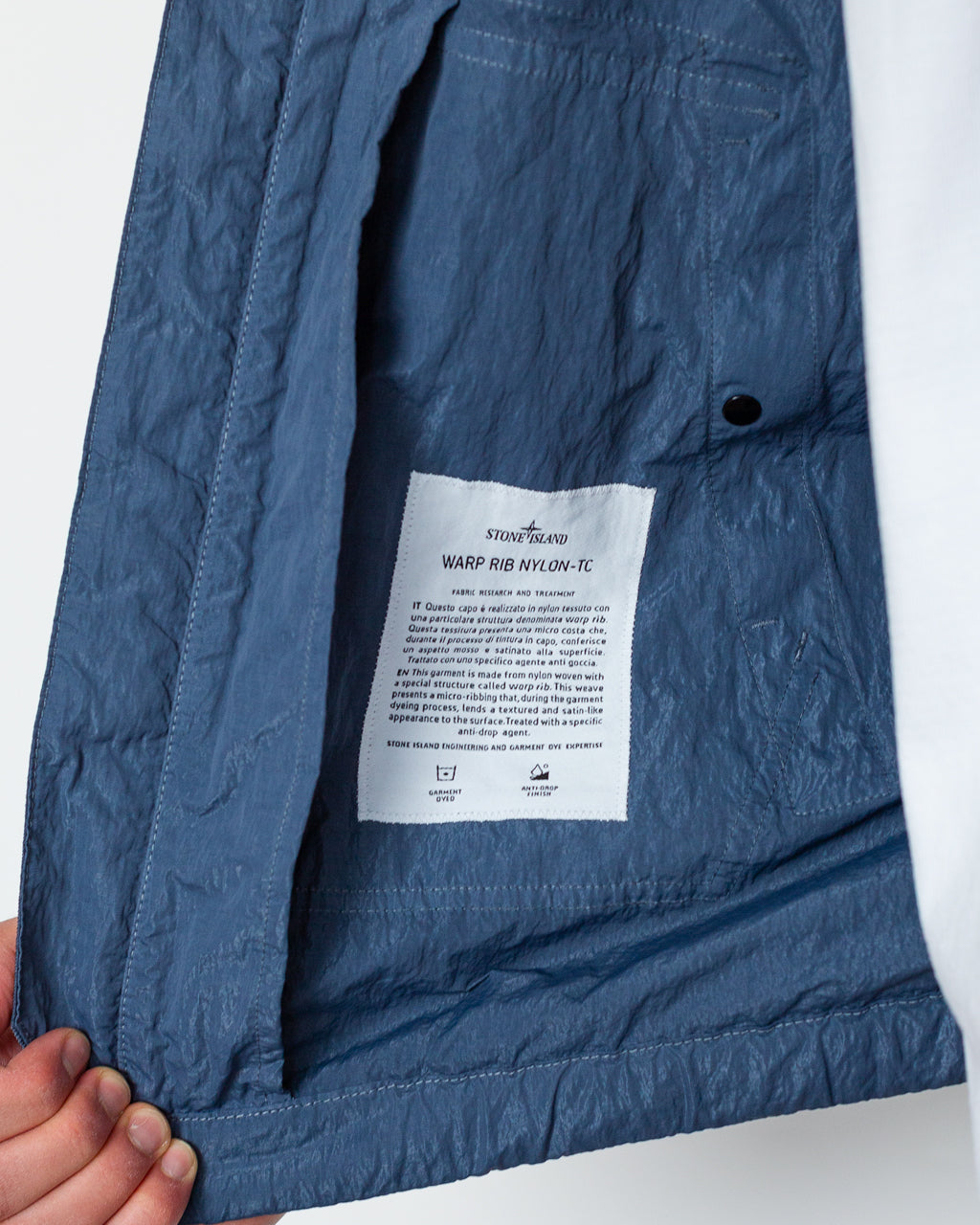 Warp Rib Nylon-TC Hi Collar Jacket - Slate Blue V002E