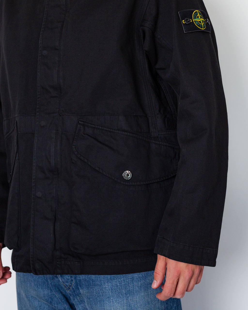 Cotton Linen Drill Short Parka - Black V0029