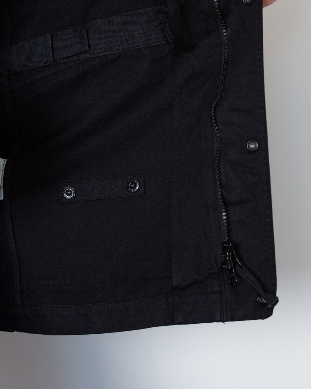 Cotton Linen Drill Short Parka - Black V0029