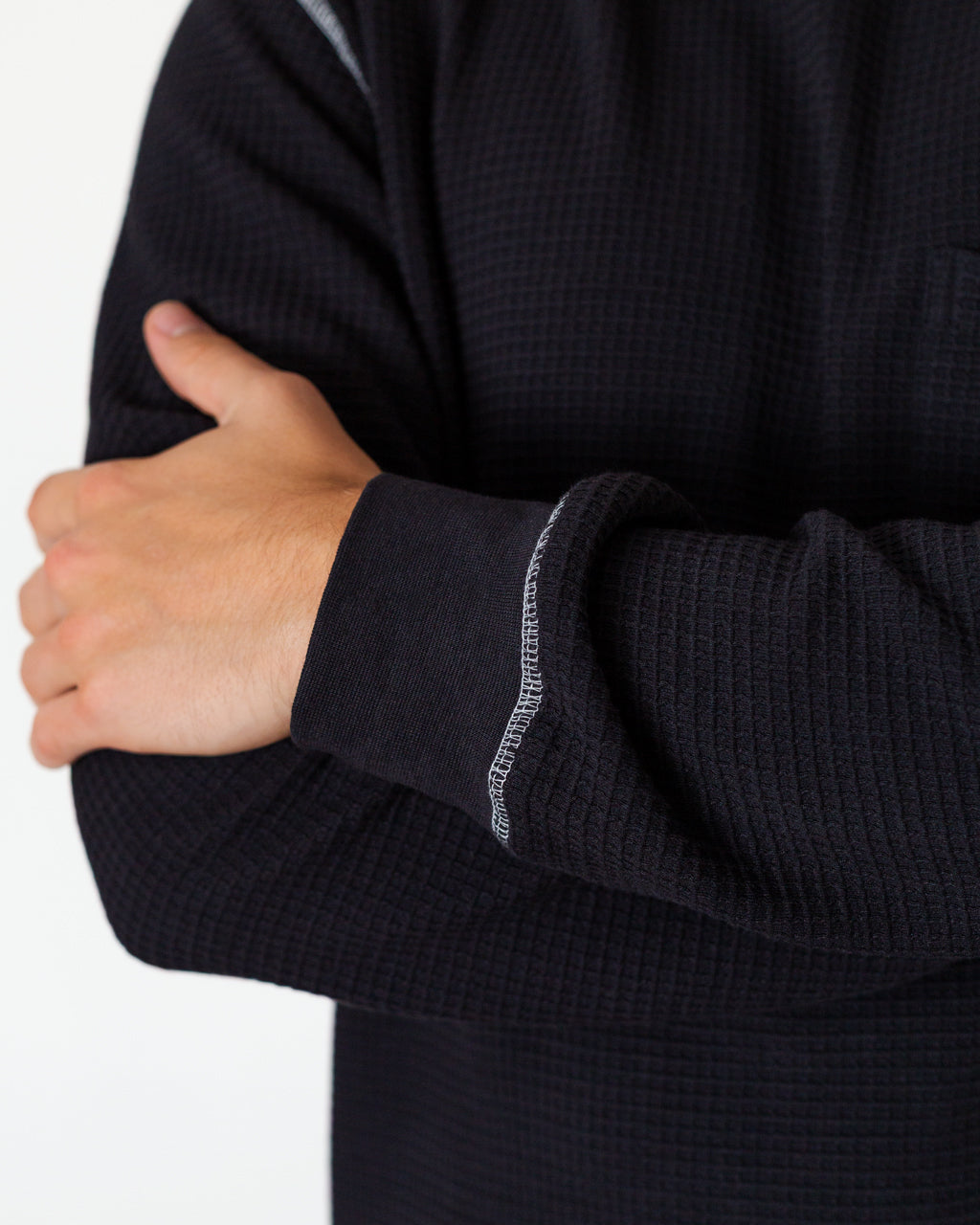 Waffle Contrast Thermal LS Tee - Black/White
