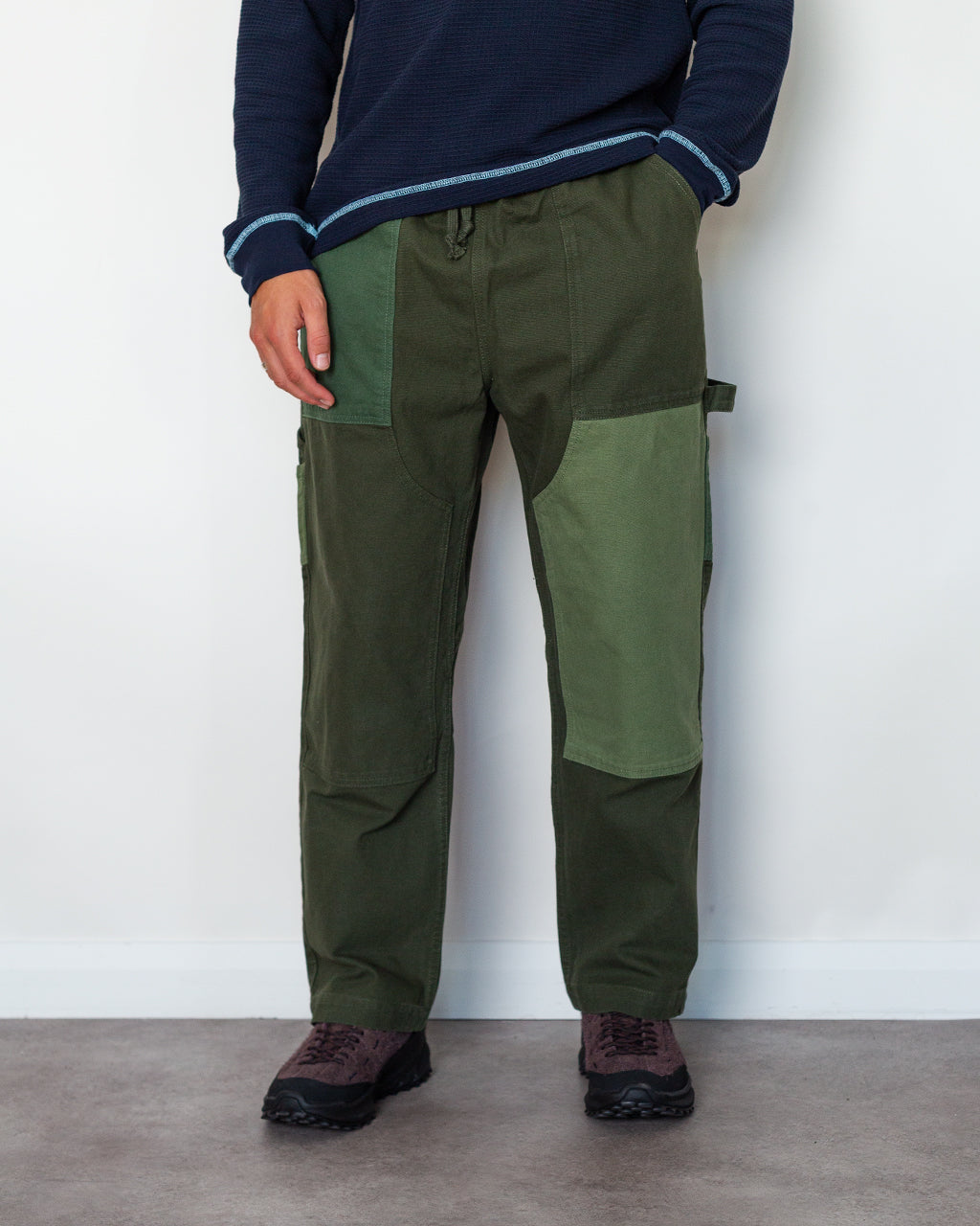 Patchwork Utility Chef Pants - Green