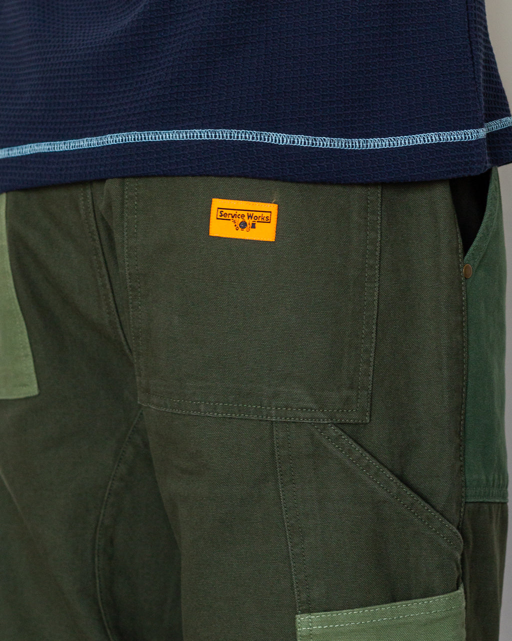 Patchwork Utility Chef Pants - Green